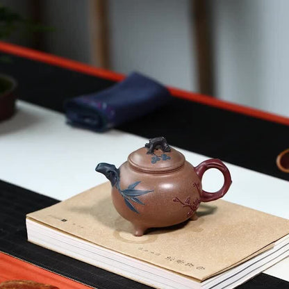 Tea Pot Old Duan Clay Yixing Zisha Master Pot Marked Three Legs Handmade Teapots