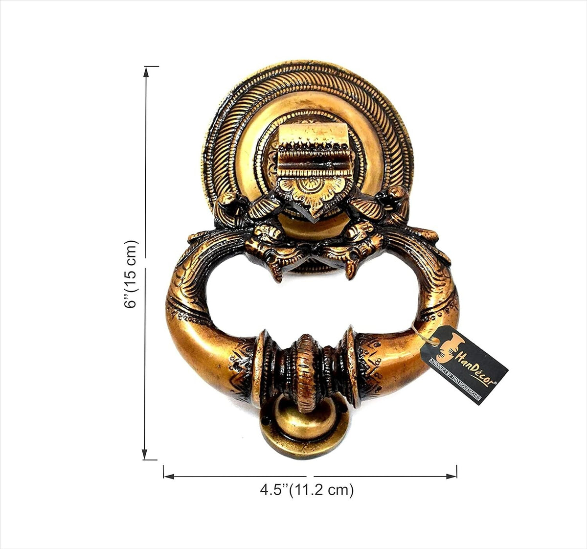 Antique Look Brass Twin Dragon Design Door Knocker Door Bell Home Decor