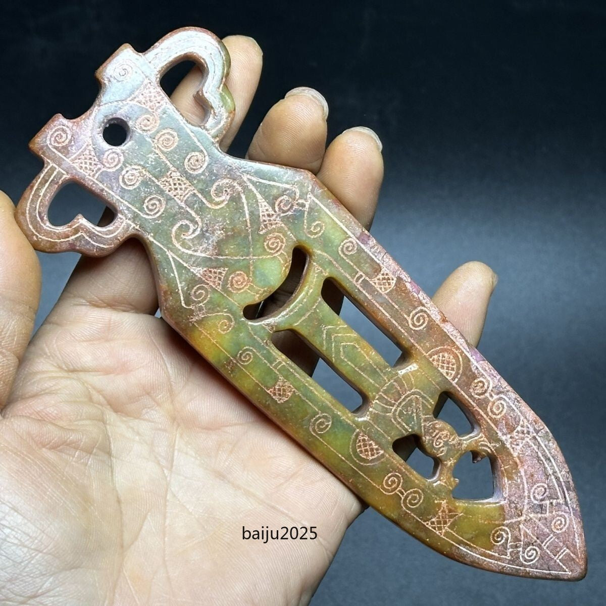 Ancient China Old Jade Collection Pendant Chinese Old Coin Craft Ornament