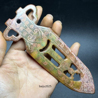 Ancient China Old Jade Collection Pendant Chinese Old Coin Craft Ornament