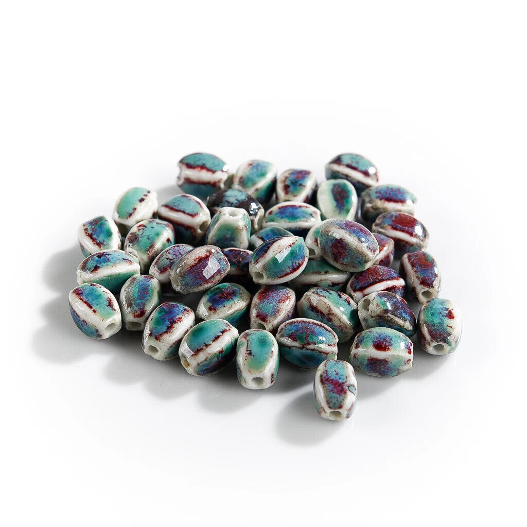 Craft Beads 20Pcs Ceramic Colorful Glaze Unique Shape Jewelry Making Kit 13x10mm
