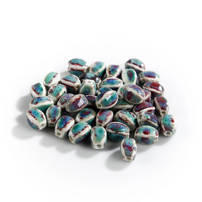 Craft Beads 20Pcs Ceramic Colorful Glaze Unique Shape Jewelry Making Kit 13x10mm