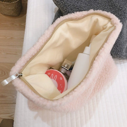 Plush Pencil Case Cosmetic Makeup Pouch Bag Soft Travel Toiletry Bag Organizer
