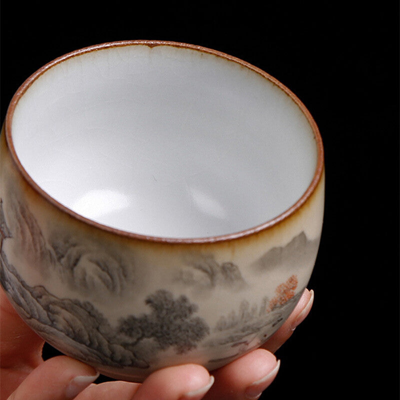 Jingdezhen Full Handmade Tea Cup Ruyao Crackle Glaze Master Cup Luohan Cup New