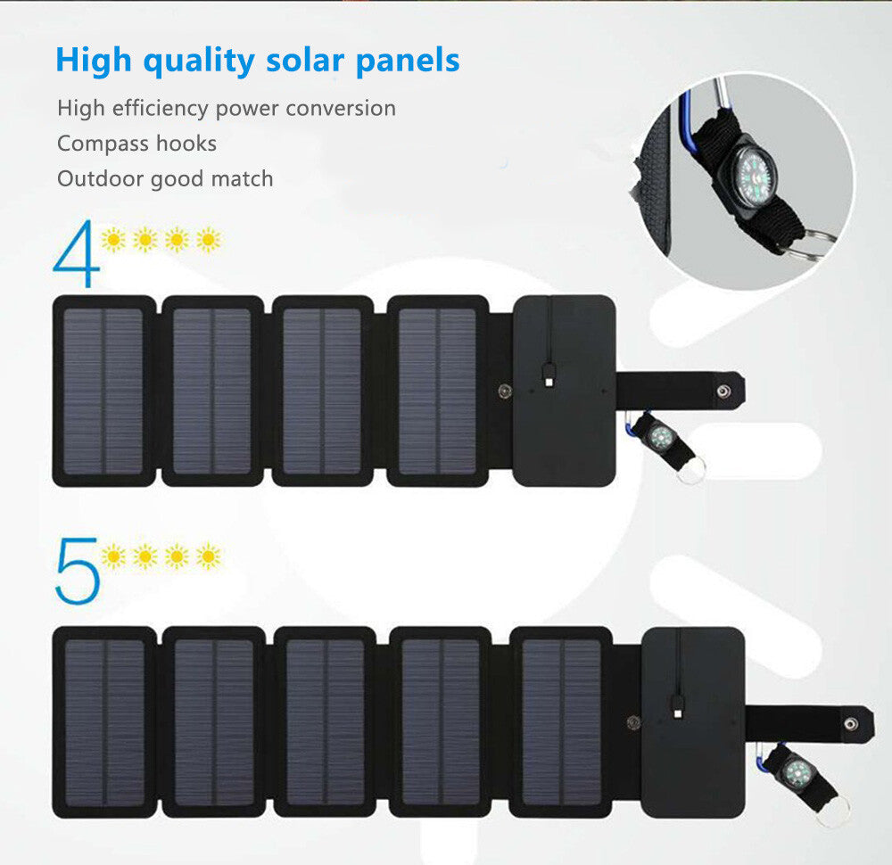 4P Folding Solar Panel Power Bank Charger Waterproof Outdoor Camping w/ USB AU