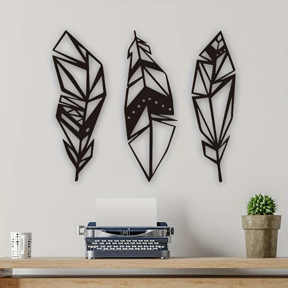 3pcs, Modern Feather Metal Wall Art - Stunning Home Decor for Room