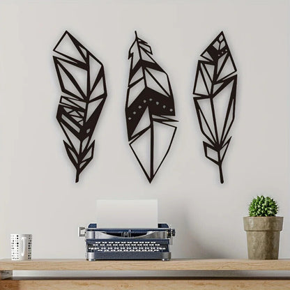 3pcs, Modern Feather Metal Wall Art - Stunning Home Decor for Room