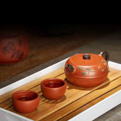 Kung Fu Loose Leaf Tea Maker 160ml Hand-painted purple clay pot Household TeaSet