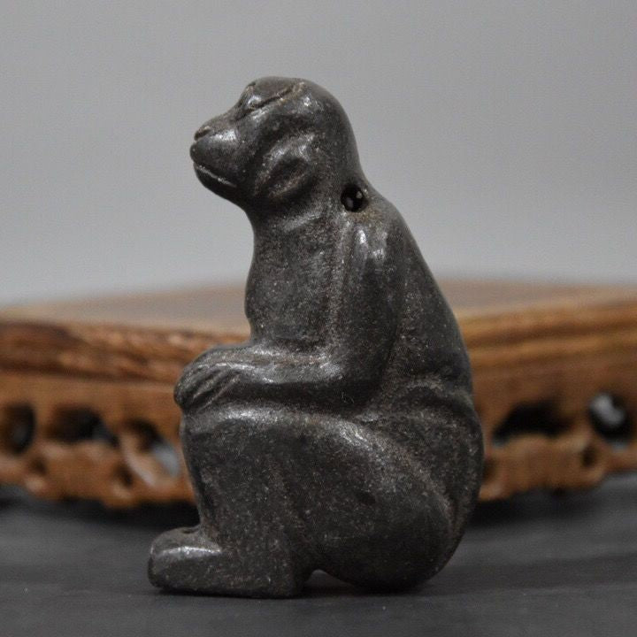 China Tibetan Old Hongshan Culture Meteorite Iron Monkey Statue Collection