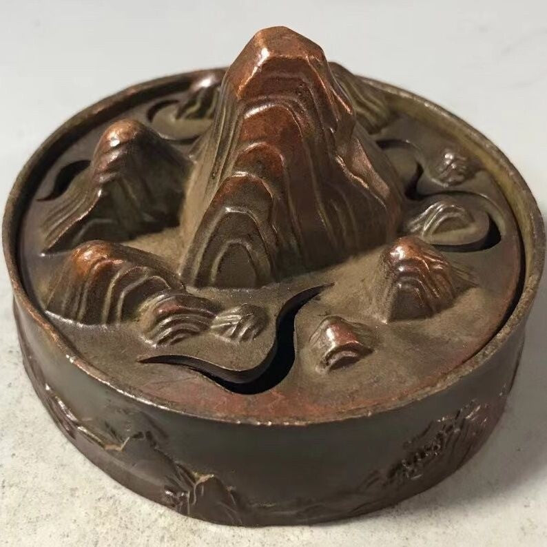 New Vintage Chinese Landscape Incense Burner Bronze/Brass Candle Burner Holder