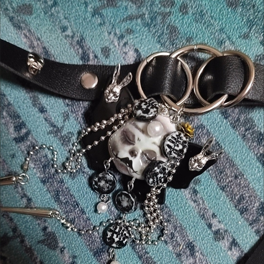 Original Gothic Dark Punk Butterfly Doll Choker Handmade Necklace