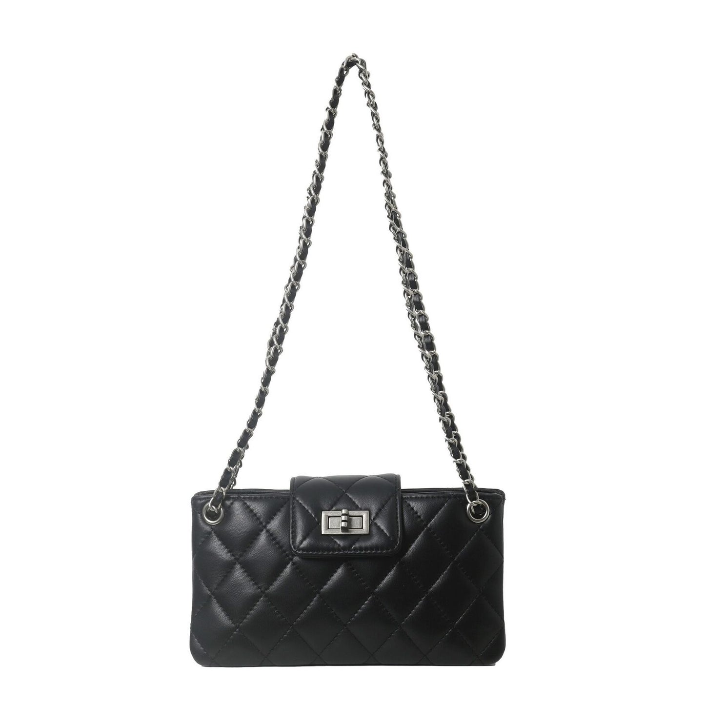 Small Mini Quilted Lambskin Leather Purse Clutch Wallet with Chains Shoulder Bag
