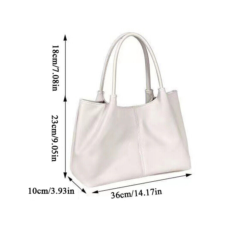Womens Large-capacity Shoulder Bag PU Leather Handbags Solid Color Casual