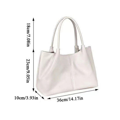 Womens Large-capacity Shoulder Bag PU Leather Handbags Solid Color Casual