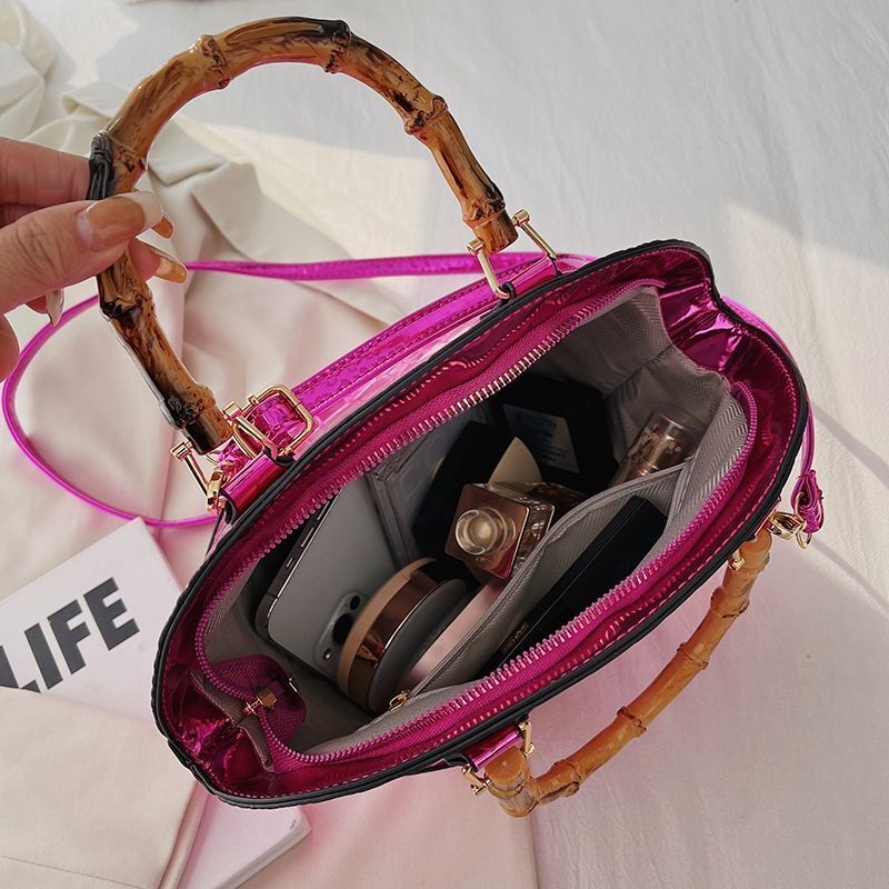 Handbags Vintage Bamboo Handle Bag Gold Silver Evening Clutch Crossbody Purses