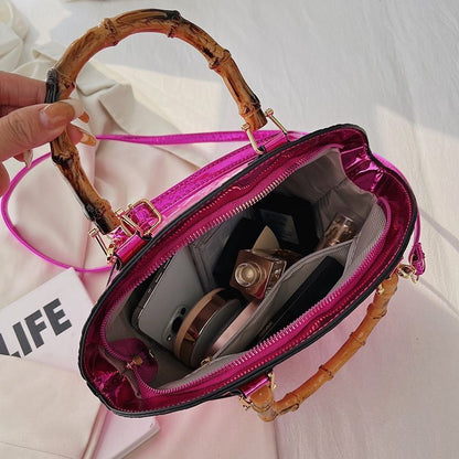 Handbags Vintage Bamboo Handle Bag Gold Silver Evening Clutch Crossbody Purses