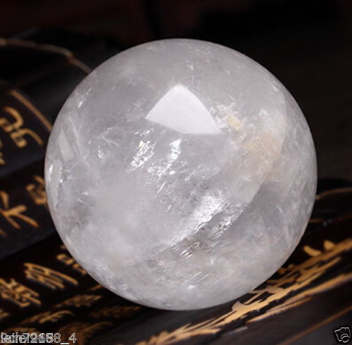 75MM Natural White Calcite Quartz Crystal Sphere Ball Healing Gemstone AAA