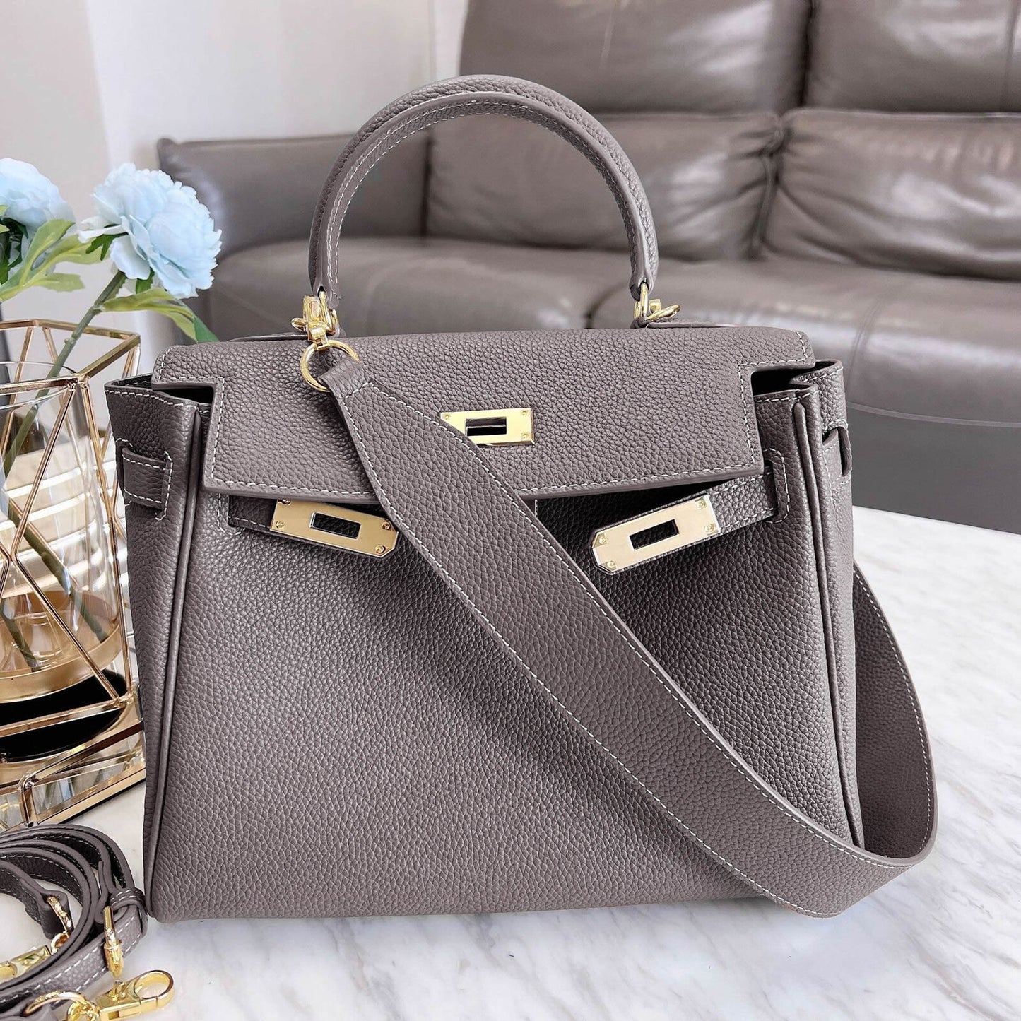 25/28cm Real Leather Flap Tote Shoulder bag Handbag Purse Fashion Briefcase