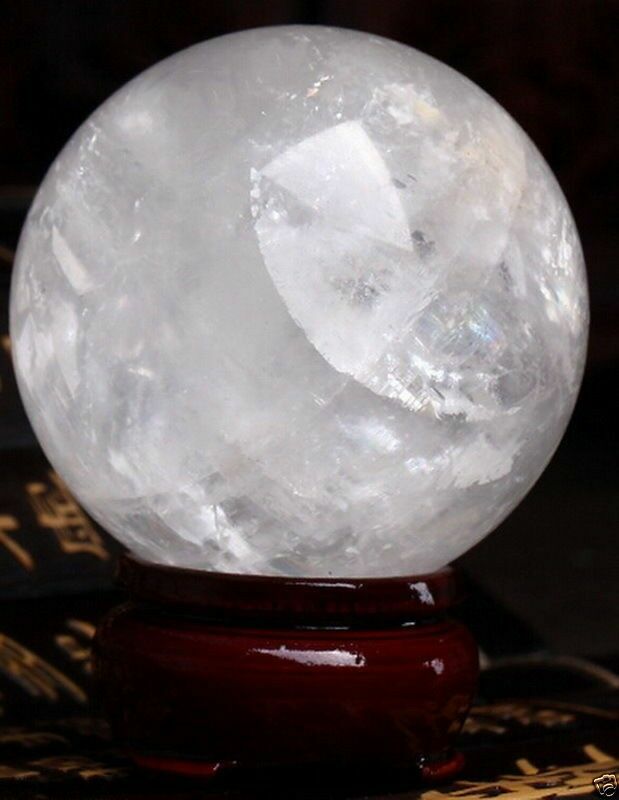 60MM Natural White Calcite Quartz Crystal Sphere Ball Healing Gemstone