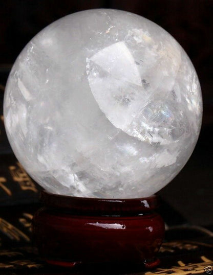 60MM Natural White Calcite Quartz Crystal Sphere Ball Healing Gemstone