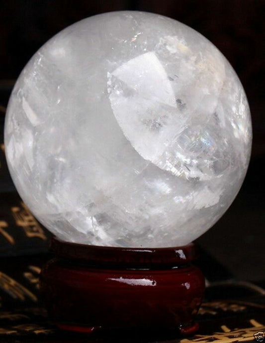 60MM Natural White Calcite Quartz Crystal Sphere Ball Healing Gemstone