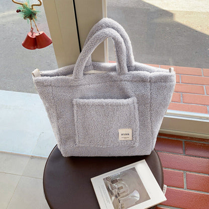 Plush Shoulder Bag Fluffy Faux Fur Tote Bag Large Capacity Messenger Bag Soft