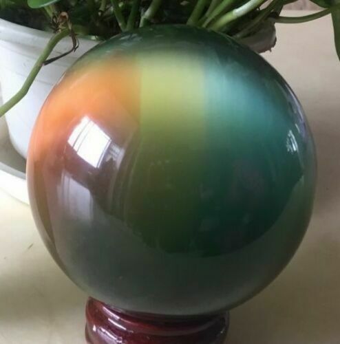 hot Cat's Eye 60-100MM Crystal Ball Orb Sphere display-multicolor + Stand