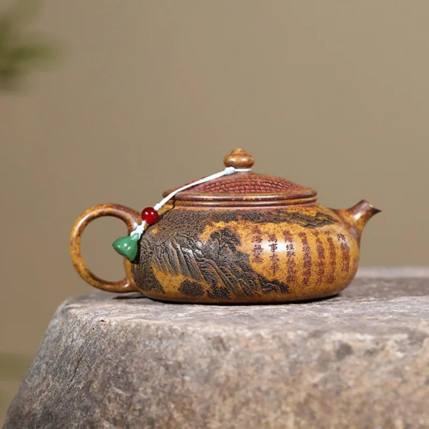 Purple Clay Teapot Handmade Dragon Tiger Pattern Tea Pot 310ml Receive Guests