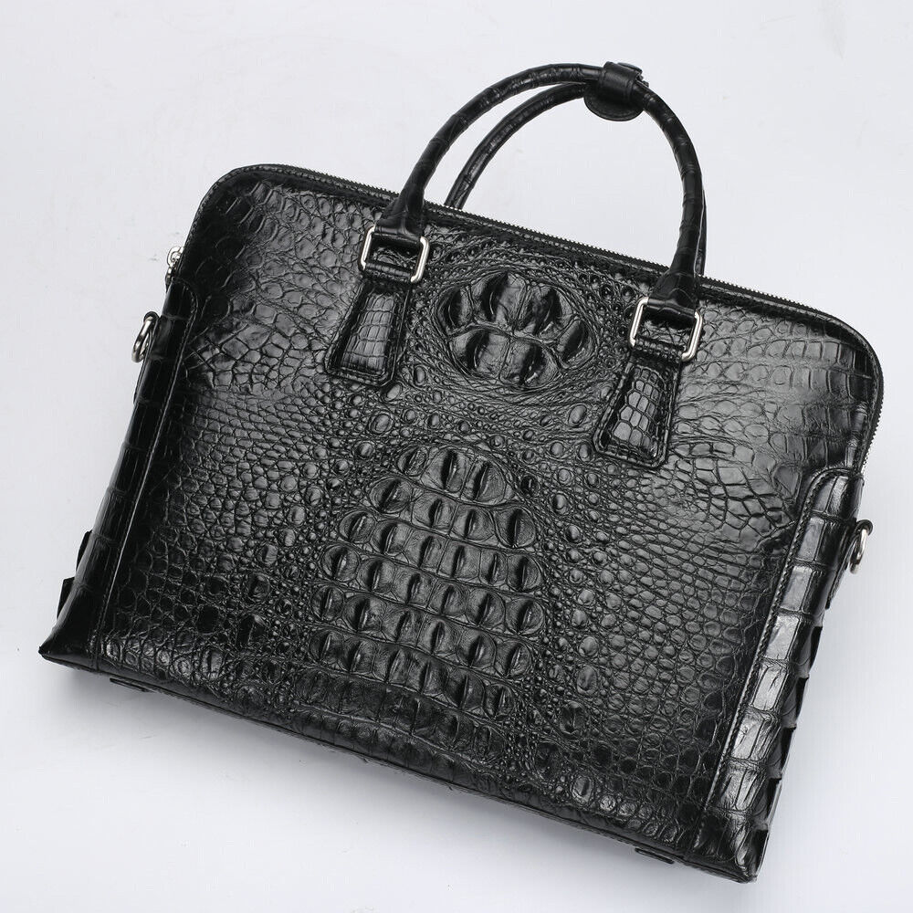 Handcrafted Siamese Alligator Skin Men's Luxury Business Briefcase Handbag