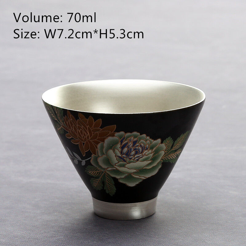 Silver Cup Flower Relief Cup Of Tea Chinese Porcelain Cup 999 Sterling Silver