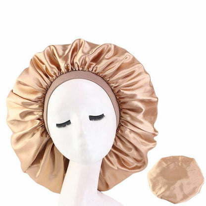 Sleep Night Cap Big Size Beauty Satin Silky Bonnet Head Cover Hat Curly Springy
