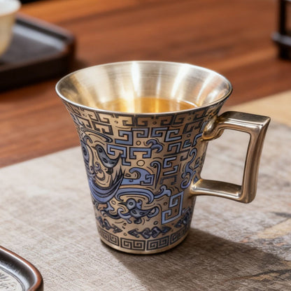 Gilt Silver Bird Ceramic Coffee Cup, 8cm 100ml, Luxury Tea Cup
