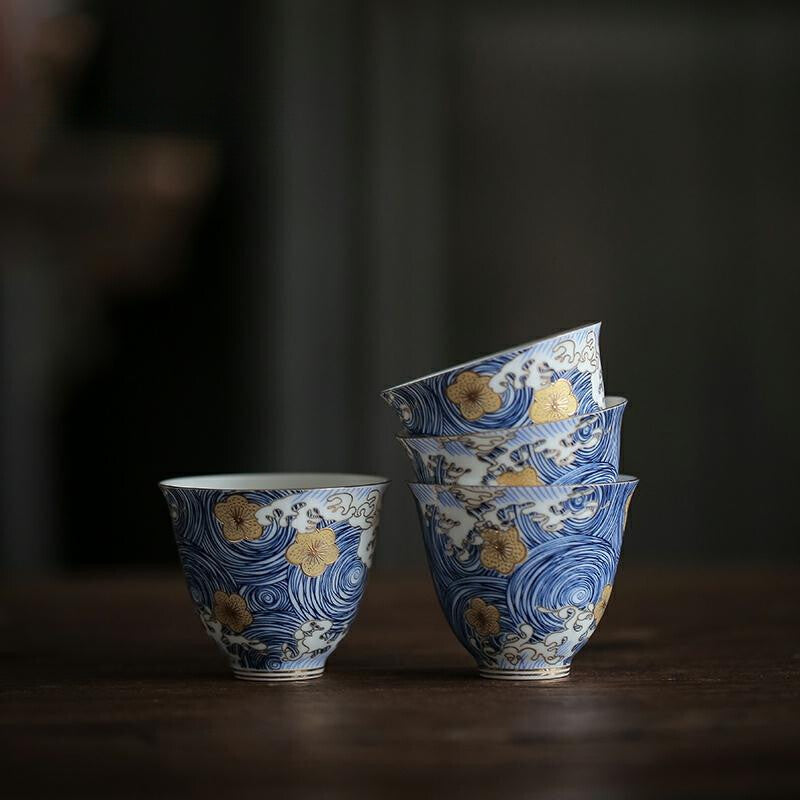 Enamel Teacups Hand Made Ceramic Tea Cup Chinese Tea Set Cup and Saucer