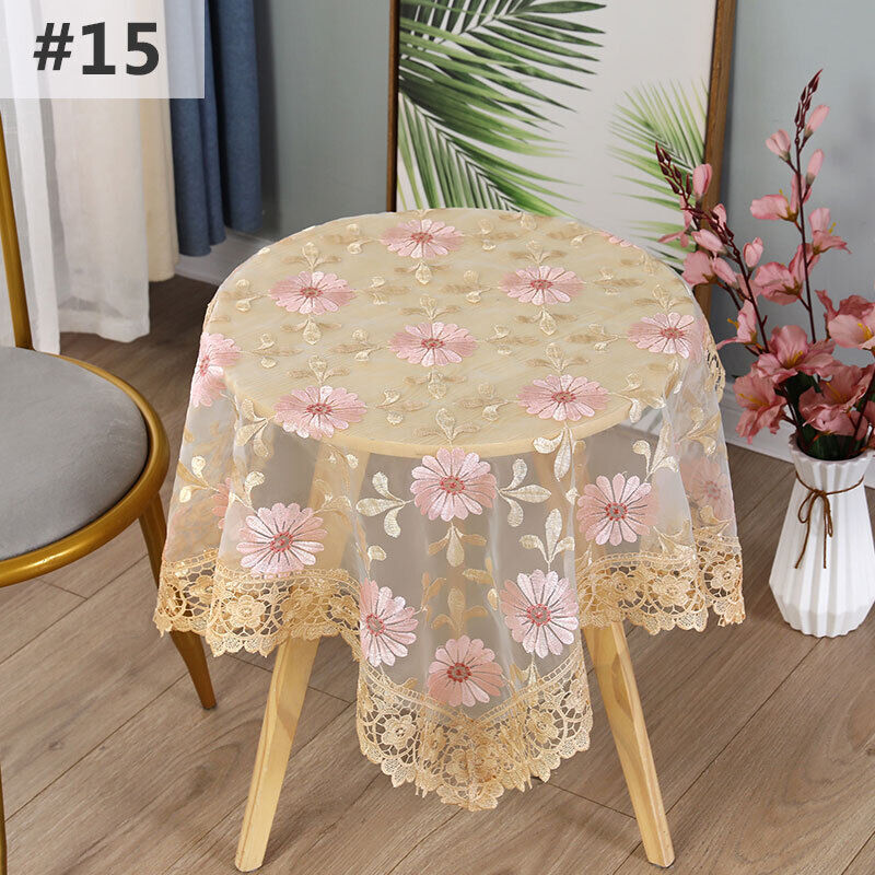 Lace Floral Embroidered Tablecloth European Style Tea Table Dust-Proof Covers
