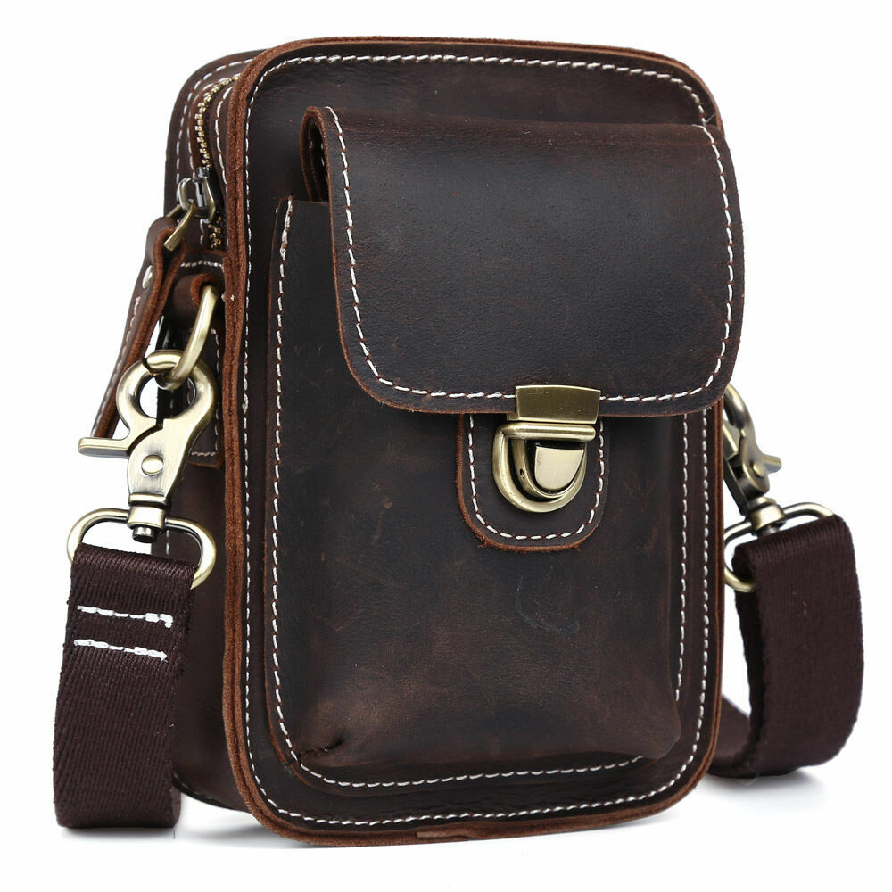 Men's New Rustic Leather Waist Bag Fanny Pack Belt Bag Pouch Small Shoulder Bag