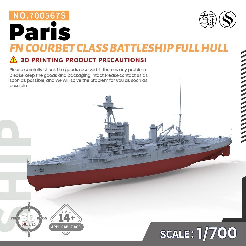 SS700567S 1/700 Military Model Kit FN Paris Courbet Class Battleship Full Hull
