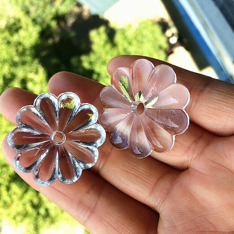 100pcs 16mm Crystal Flower Bead Pendant Prisms Chandelier Lamp Parts 1 Hole DIY