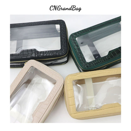 Crocodile Leather Travel Bag Fashion Waterproof Clear Makeup Storage Bag Zipper