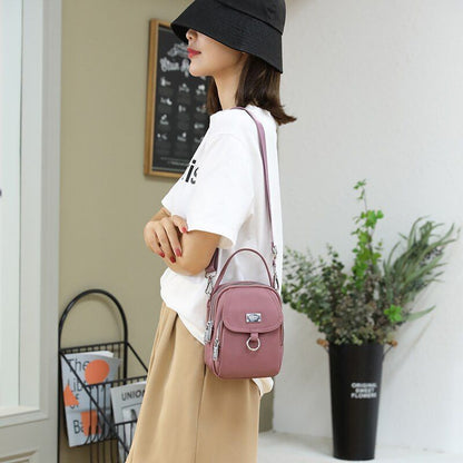 Fashion 3 Layers Women Small Handbag Durable Fabric Shoulder Bag Polyester Flap