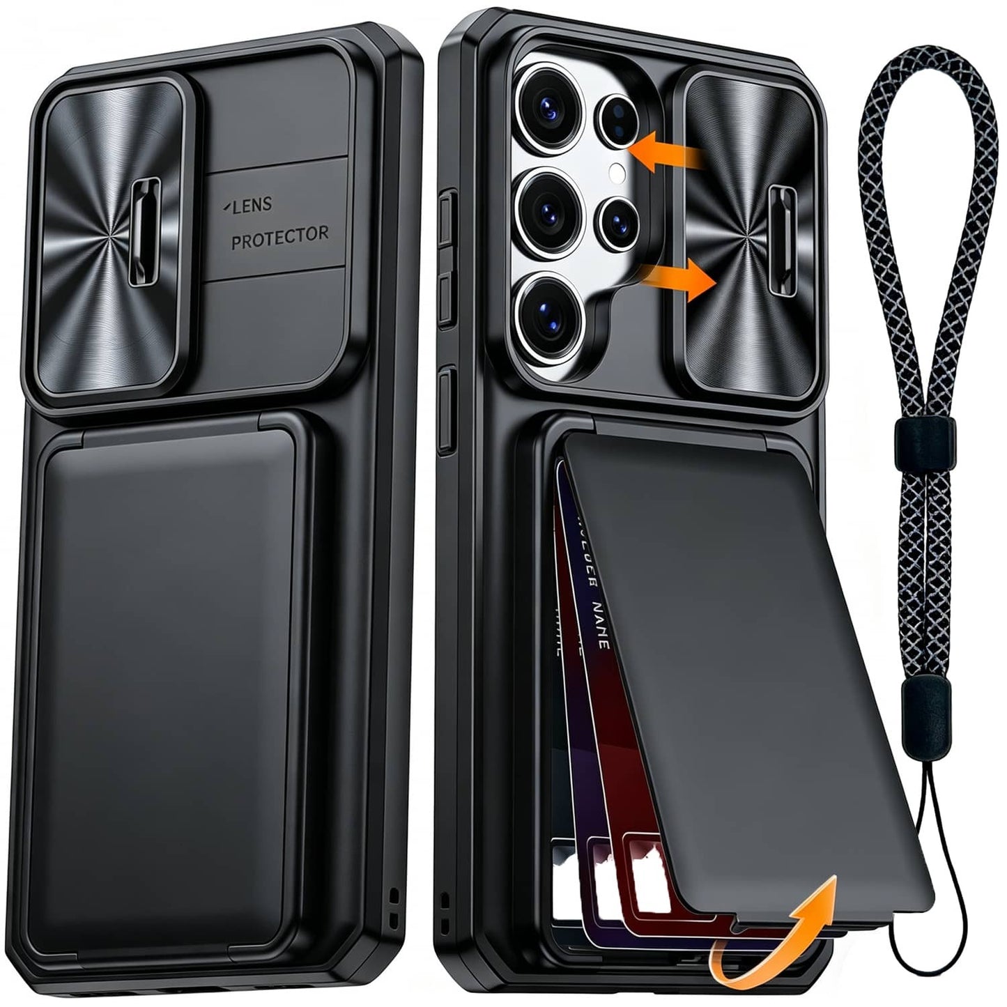 For Samsung Galaxy S24 Ultra 6.8'' Case Wallet+Wrist Strap, Built-in Card Holder