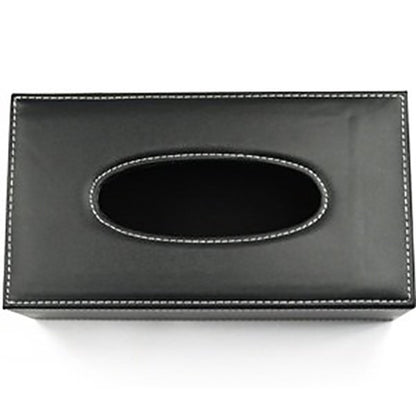 PU Leather Tissue Box Cover Case Holder for 3.1" Tall Tissue Boxes (Black)