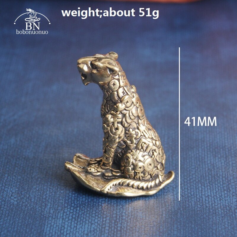 Currency Symbol Pattern Leopard Figurine Miniature Desktop Ornaments Brass Anima