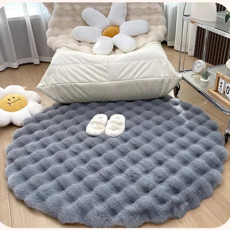 Area Rugs Soft Plush Nordic Round Carpets Living Room Bedroom Non Slip Floor Mat