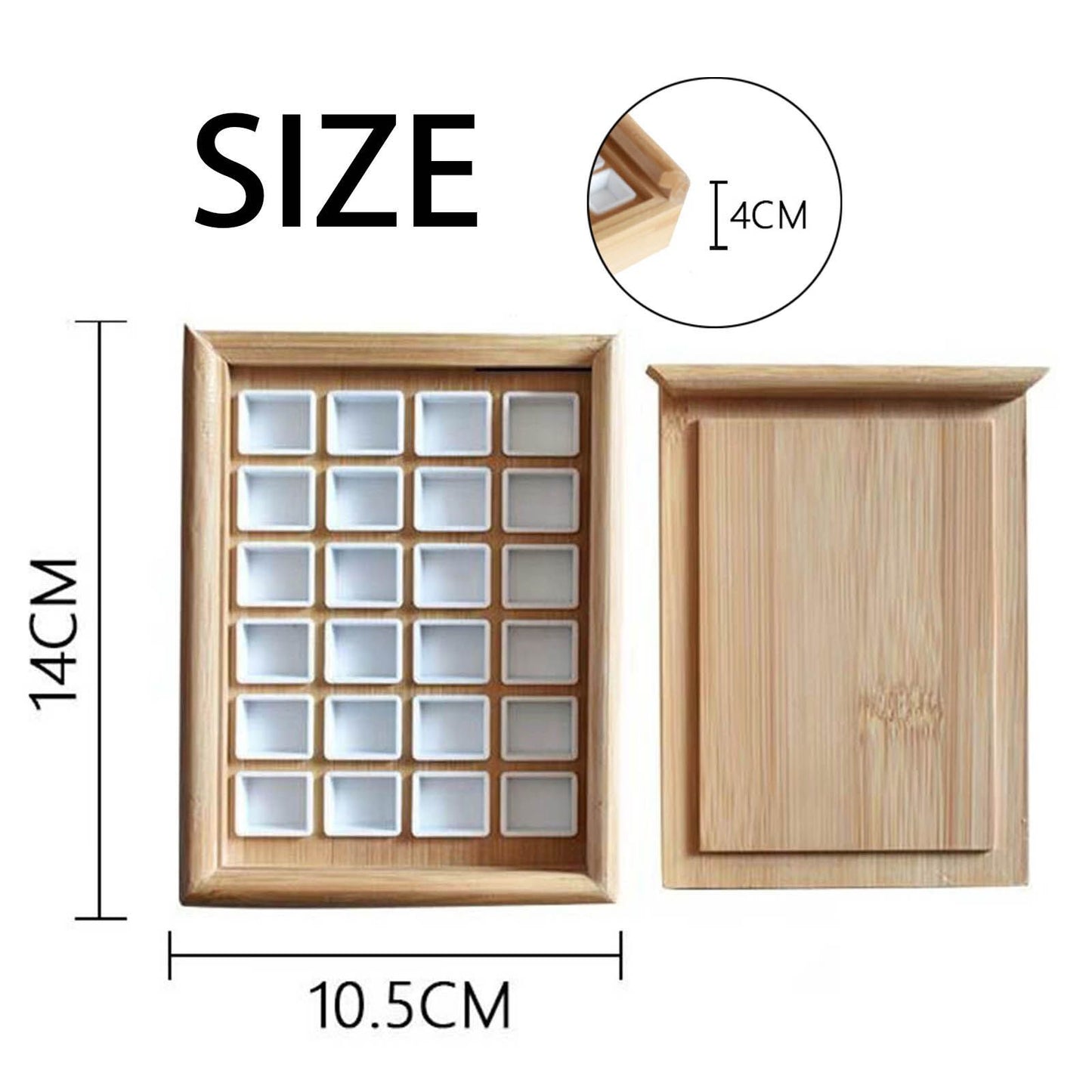 Watercolor Palette 24-36 Grid Wooden Box Painting Tools Art Supply Oil Paint Lid