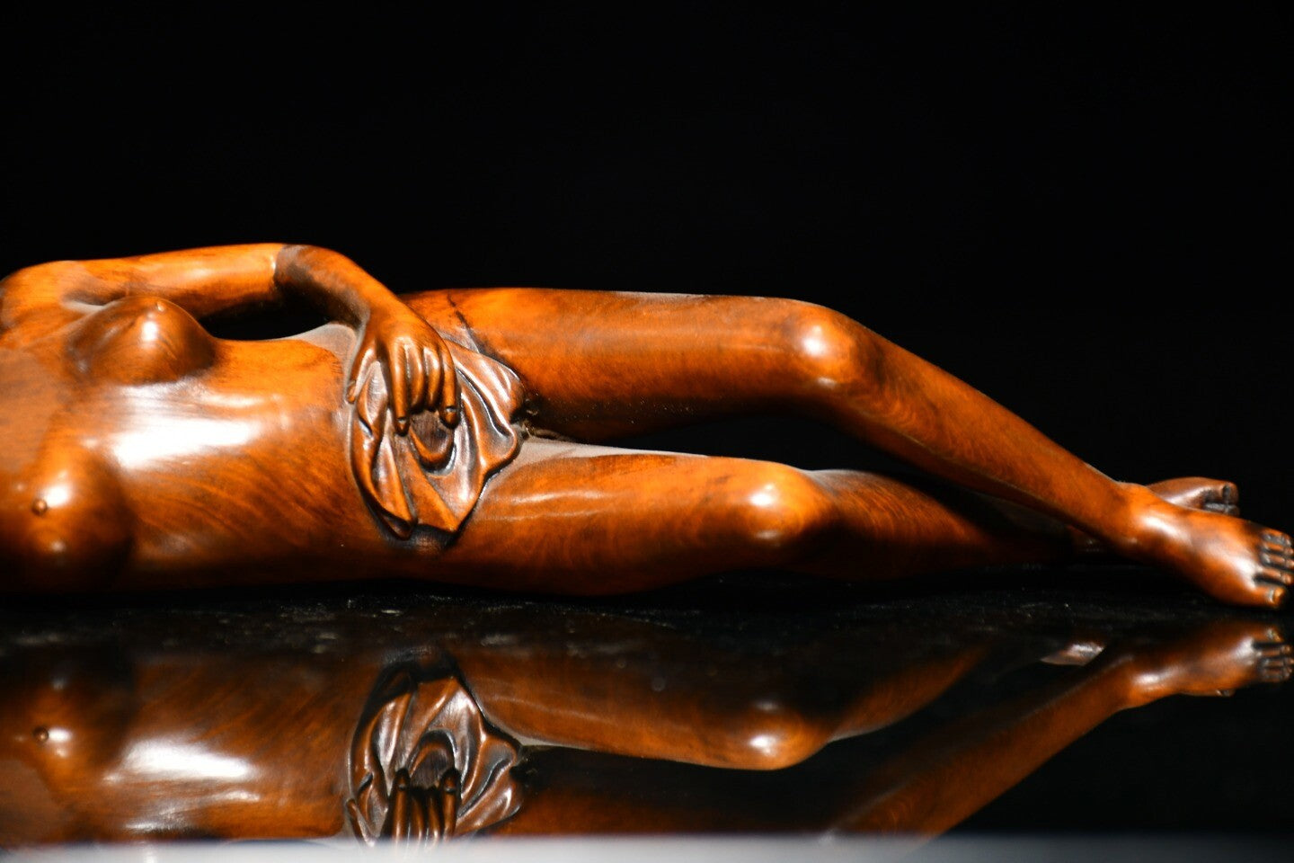 Chinese Antique Boxwood Carved Beautiful Woman Statue Sexy Sculpture Home Decor