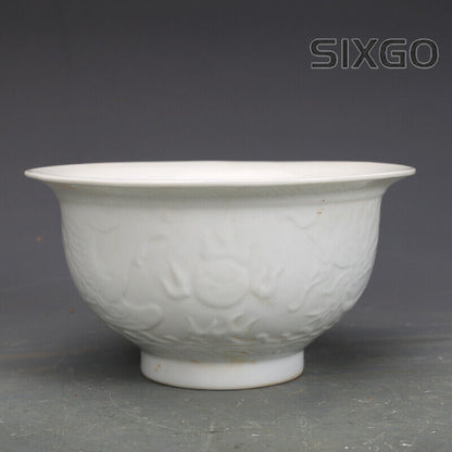 5.5" Chinese Yuan Nightlight Porcelain White Glaze 12 Zodiac Animal Dragon Cup
