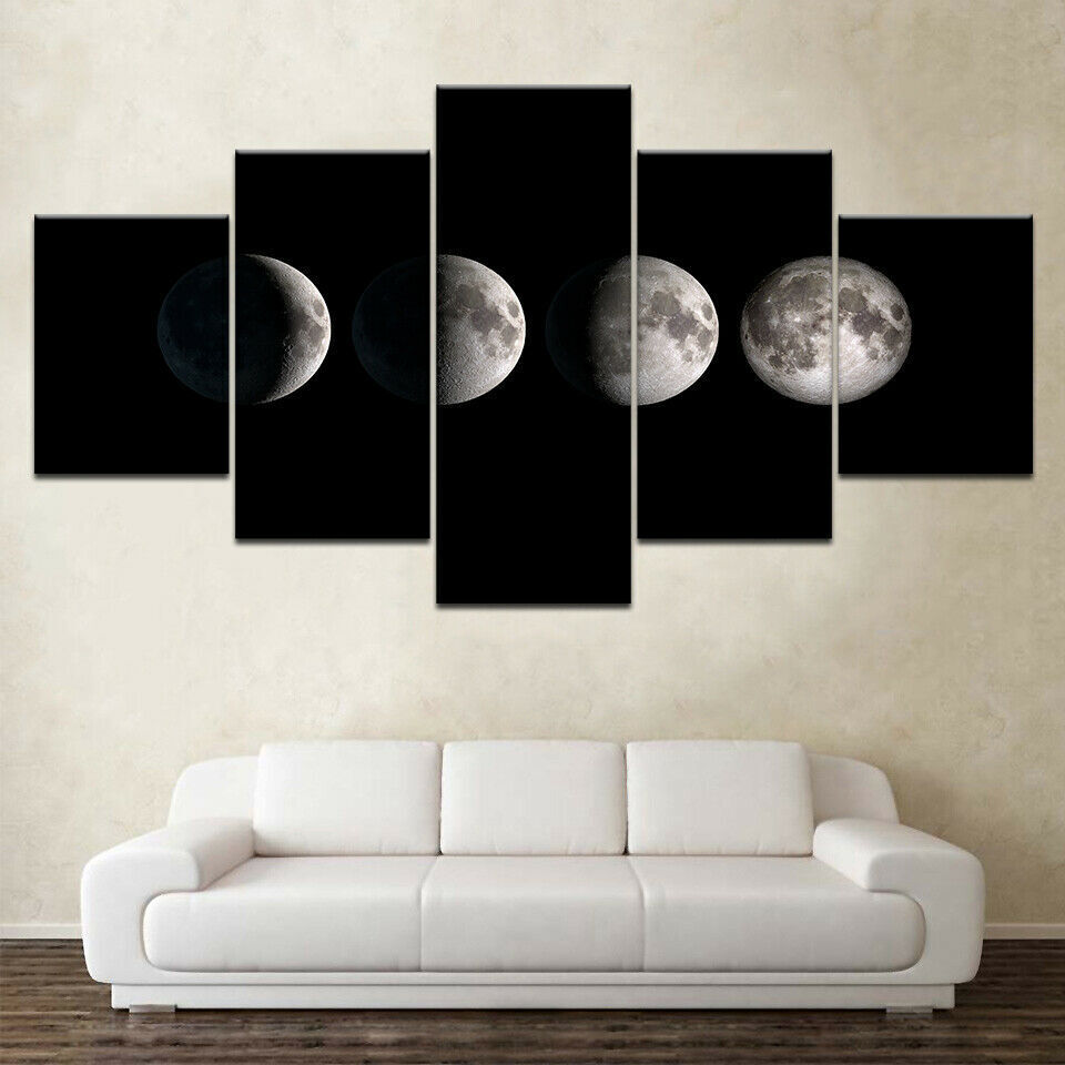 5PCS Canvas Print Abstract Moon Poster Painting Art Wall Paintings No Framed