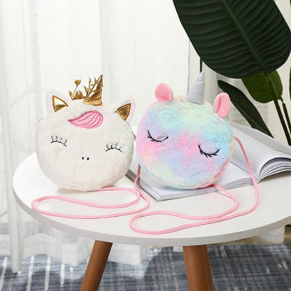 Shoulder Bag Plush Cartoon Boys Crossbody Girls Party Gift Shiny Unicorn Handbag