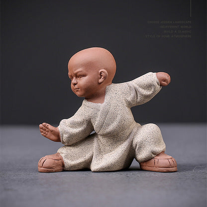 Yixing Zisha Tea Pet Taiji Statue Kungfu Boy Purple Clay Tea Play Ornament New