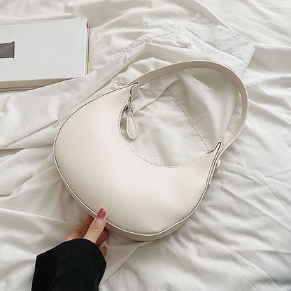 Half-moon Small Underarm Bags Clutch Synthetic Leather Handbags Shoulder Purses